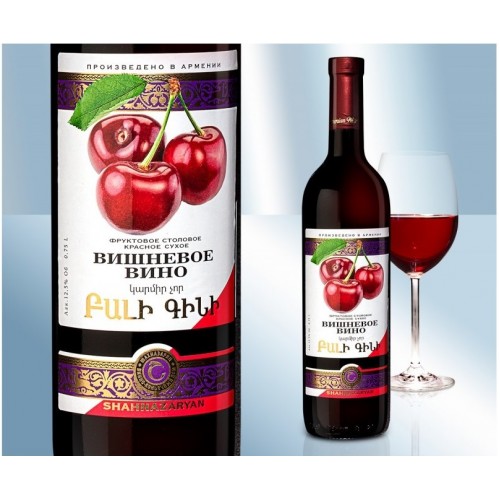 Вино вишневое, сухое, 12,5%, 750мл